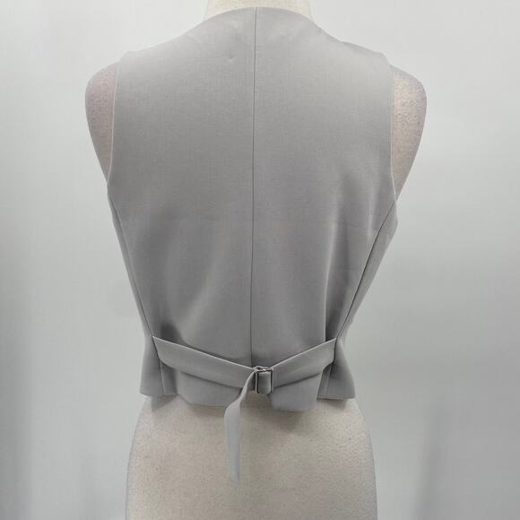 Jason Wu Waistcoat Vest Cropped Button Front V Neck Light Gray Womens Medium - Picture 5 of 8